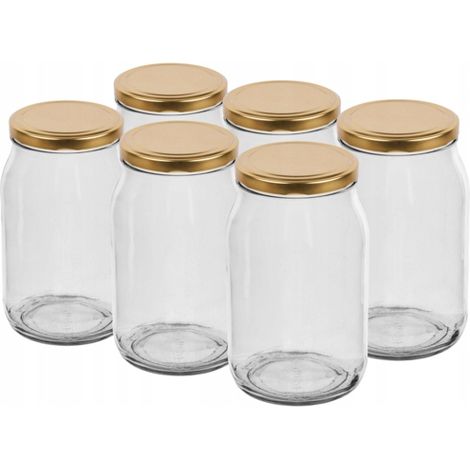 Bocal en verre pour conserves avec couvercle à vis 900 ml, lot de 6