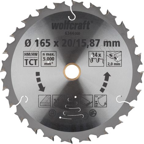 Wolfcraft Kreissägeblatt Ø 165 x 20 mm Hartmetall Sägeblatt (1/4)