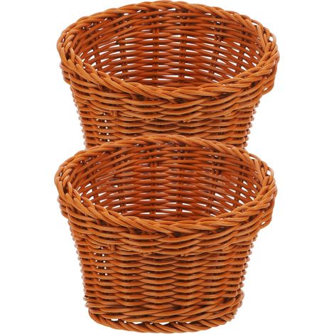 Lot de 2 Paniers de Rangement Ronds en Pp, Faciles à Nettoyer, pour Pain et Collations, Panier de Service pour Comptoir Cuisine ou Bureau (1/5)