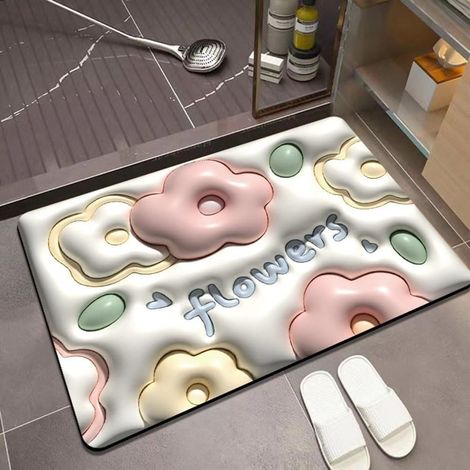 TRADE SHOP - Tappeto 3d Bagno Antiscivolo Asciugatura Rapida Morbido Assorbente 38x58cm 87223 - (1/5)