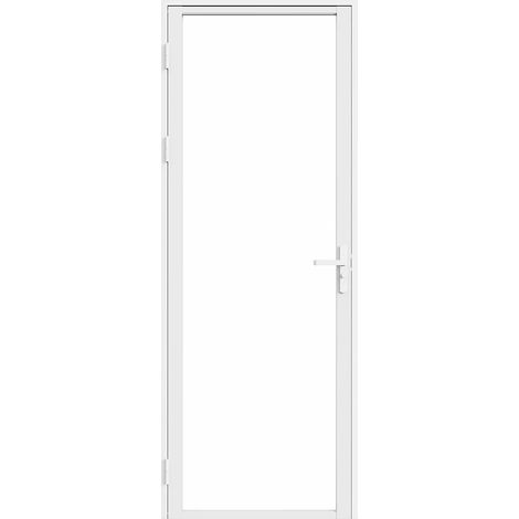 Bloc porte réversible en aluminium et verre trempé - H204 x L83 cm - Blanc - LOXTON (1/5)