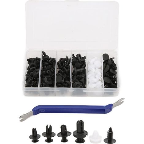Assortiment de Clips de fixation à Rivets avec tournevis universel, 100 pièces, pour garniture de porte de carrosserie de voiture (1/5)