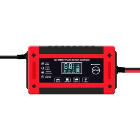 12V 6A Yellow 12V 6A direct-power car battery charger with smart display, lead-acid battery charger for motorbikes compatible with lead-acid batteries. (1/4)