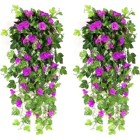 Plante artificielle - Violet - 2 bouquets - 90 cm - Décoration intérieure/extérieure - Guirlande suspendue (1/4)