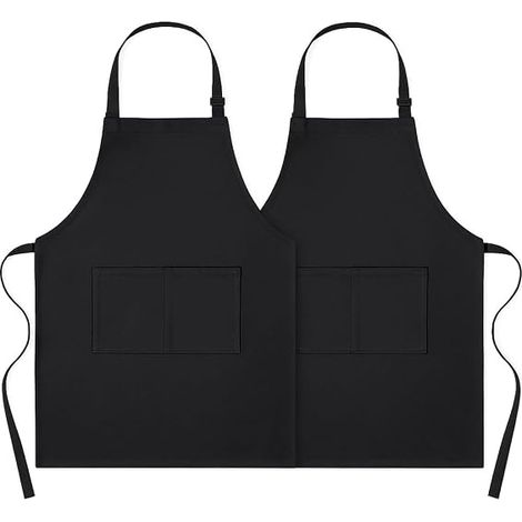 Tabliers de chef noirs, 100% coton robuste 240 g/m², durable et naturellement résistant au feu (1/5)