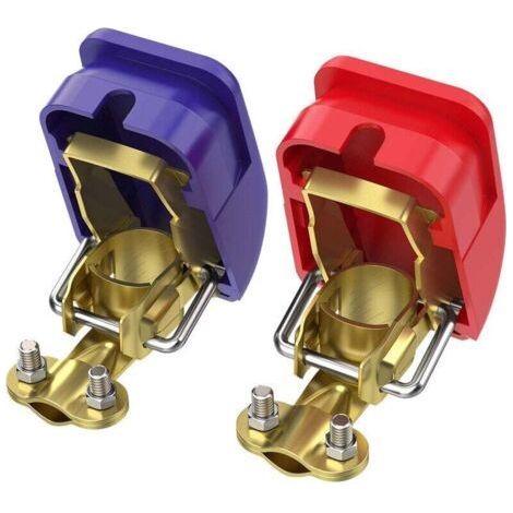Lot de 2 Cosses Batterie Serrage Rapide, Libération Rapide 12V Cosse Batterie Bornes de Batterie Connecteurs, Coupe Batterie pour Bateau/Camion/Voiture/Van, (1/5)