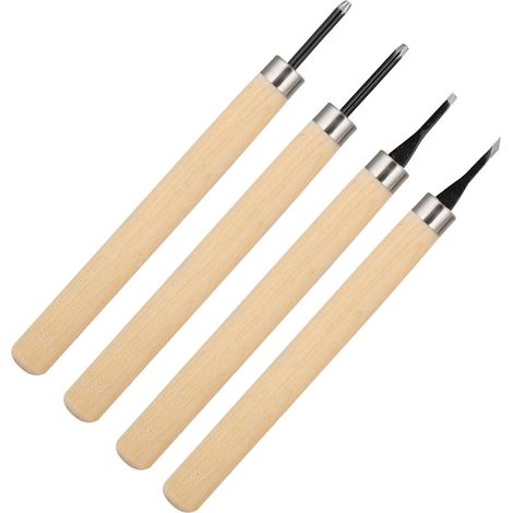 Ensemble de 4 outils de sculpture sur bois, affûteur manuel, couteaux et tampons en caoutchouc (2) (1/5)