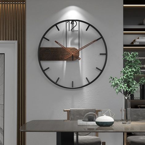 Elegante y discreto reloj de pared de hierro forjado de estilo nórdico, silencioso, 50 cm. (1/5)