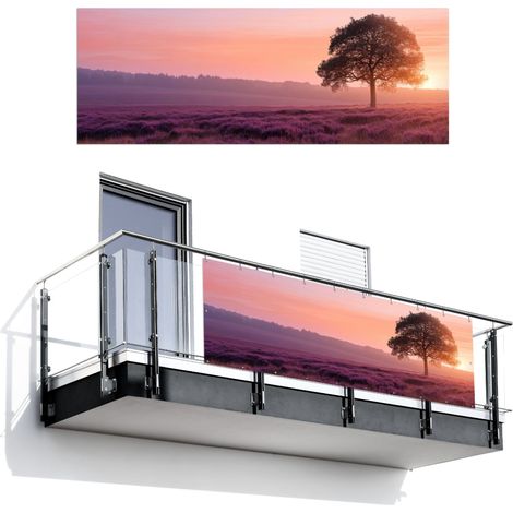 PANTALLA DE PRIVACIDAD PARA BALCÓN Árbol - Brezo - Amanecer 300x110 (1/4)