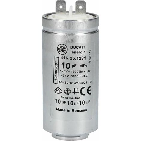 CONDENSATORE    METALLICO   10  µF   SPUNTO MOTORE  ELECTROLUX 1250020615