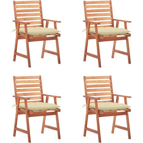 Garten-Essstühle 4 Stk. mit Kissen Massivholz Akazie