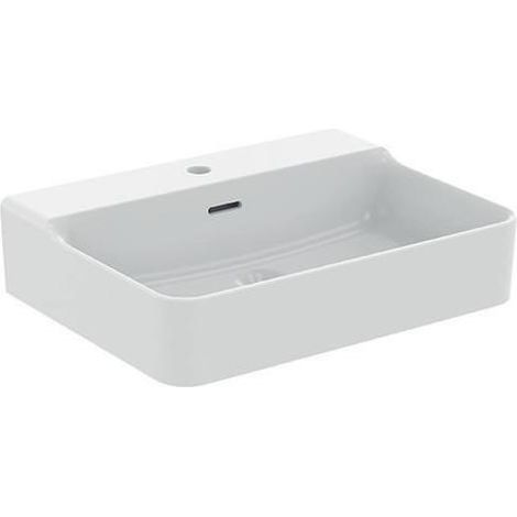 IS Waschtisch Conca 1 Hl. m.Ül. 600x450x165mm Seidenweiß (1/3)