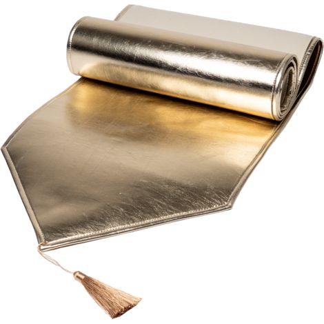 Runner colore champagne metallizzato per tavolo di Natale 33 x 180 cm (1/2)
