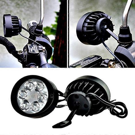 Lot de 2 phares avant pour moto/scooter, antibrouillards et feux de route, 6 LED blanches ultra-lumineuses, 12-85 V (1/4)
