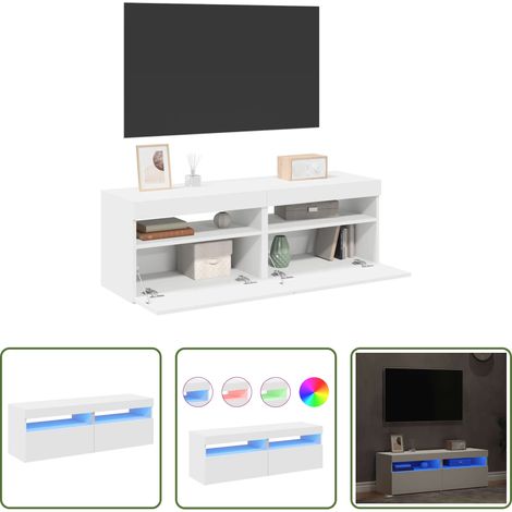LED-Leuchten - TV-Schränke mit LED-Leuchten 2 Stk. Weiß 60x35x40cm (1/5)
