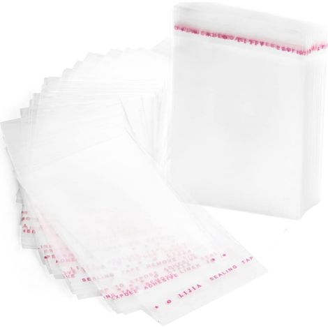 Lot de 200 sachets cellophane,fermeture adhésive,polypropylène alimentaire,sachet transparent,14x20 cm,rangement artisanat (1/5)