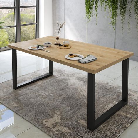 Table à manger moderne en bois rectangle 180cm VALENTINE (1/4)