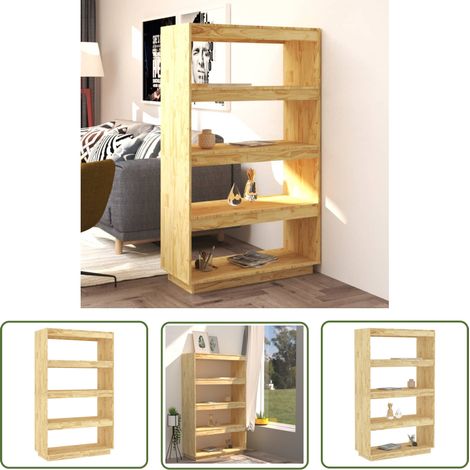 The Living Store Bibliothèque/Séparateur de pièce 80x35x135cm bois de pin massif - Bibliothèque - Meuble De Rangement - Étagère - Séparateur De Pièce - Bibliothèque En Bois (1/5)