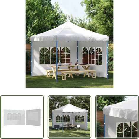 vidaXL Chapiteau de jardin - Paroi de tente de réception 2 pcs avec fenêtre PE Blanc (1/5)