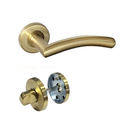 Maniglie per porta su rosette, modello “Elsa Angolo Vivo”, in acciaio inox 304, KLOSE BESSER  +1 Coppia di coccarde di condanna