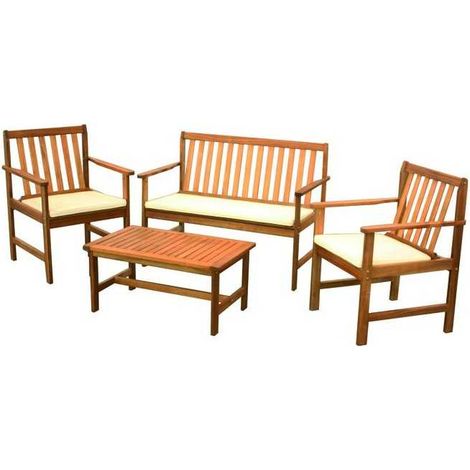 Ensemble d'ameublement de jardin Vigor Modèle Enea en bois, 4 pièces