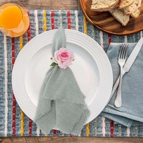 [Serviette en tissu] [Mano] [Premium] - 100% Coton naturel, 42x42cm, assortiment multi-couleurs, 1 pièce, nappe élégante pour décoration de table rustique ou contemporaine (1/5)