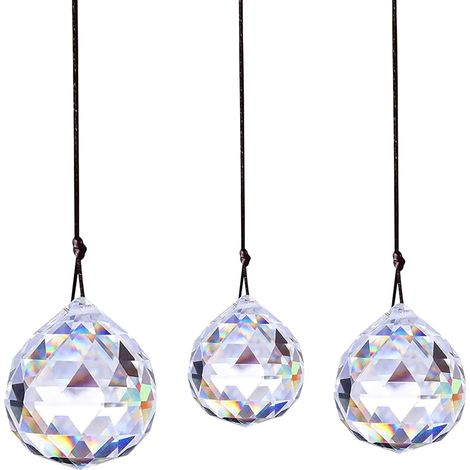 Lot de 3 prismes en verre cristal - Boule cristal à suspendre - Arc-en-ciel - Pendentif - Décoration chambre - Lampe jardin