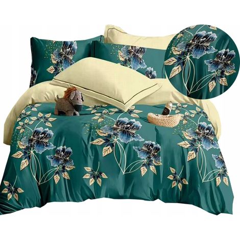 Juego de cama de franela cálida de 200x220 cm + 3 fundas de almohada polacas, flores (1/5)
