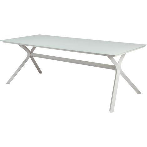 Tavolo Rettangolare da Giardino 220x92cm in Alluminio Vorghini Firenze Bianco (1/2)