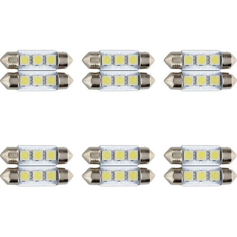 Convient aux ampoules à panneau plat blanc xénon 12 C5W 3 LED SMD 5050 36 mm, convient aux dômes, toits, feux de véhicules, etc.