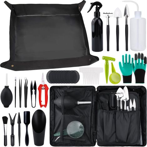 Kit D'outils de Jardin,Tapis de Jardinage Imperméable,Succulentes Imperméable Tapis,Ensemble D'outils de Jardinage,Kit d'outils pour Bonsai,Mini Outils de Jardinage pour Les Plantes d'intérieur (1/5)