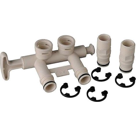 Kit d'assemblage de vanne de dérivation pour adoucisseur d'eau 7345388 avec 2 adaptateurs, 4 clips et 4 joints toriques (1/5)