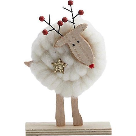 Décoration de Noël nordique en feutrine de bois et de laine, ornement de renne et de Père Noël, décoration de bureau pour sapin de Noël C (1/5)