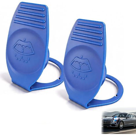 Set de 2 Bouchons de Réservoir Lave-Glace - Capuchon de Remplacement pour Pare-brise, Accessoire Auto Compatible avec VW, Audi, Skoda, Seat, Pièce Détachée Bleue (1/5)