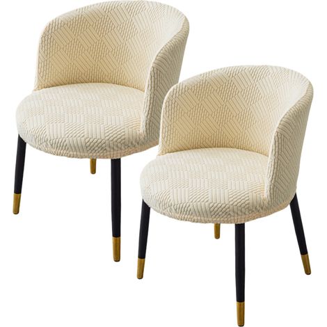 Juego de 2 fundas para sillas, tejido elástico de poliéster/elastano, respaldo curvo, estilo moderno, para salón/cocina. (1/5)