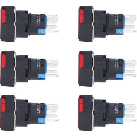 Bouton Poussoir 25 Pièces 16mm Carré Auto-Verrouillage Momentané avec Voyant Rouge 12V Lot Interrupteur LED (1/5)