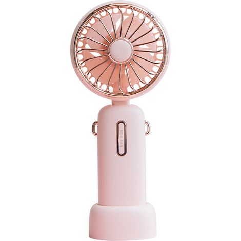 Éventail portatif rose rechargeable Genie Lazy - Ventilateur de plafond créatif pliable compact, grande capacité, main libre, usage intérieur/extérieur (1/2)