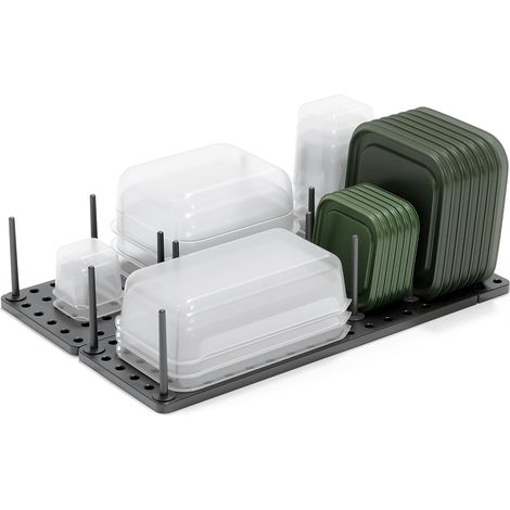 Juego de 2 organizadores para armarios de cocina, sistema ajustable para ollas y tapas, color antracita. (1/5)