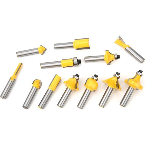 Set de 12 fraises carbure jaunes pour défonceuse, kit de coupe à bois avec coffret en bois, outils de sculpture et de finition (1/5)