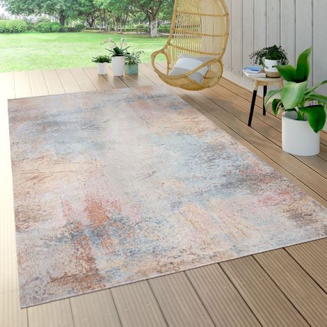 Paco Home In- & Outdoor-Teppich Für Balkon Terrasse, Kurzflor Mit Used-Optik In Bunt 140x200 cm