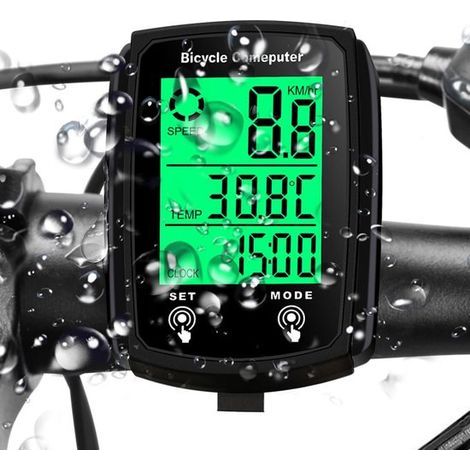 Kabelloser Fahrradcomputer mit 20 Funktionen und IPX6-Wasserschutz – Große Tasten, hintergrundbeleuchtetes Display (1/5)