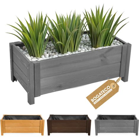 Jardinière Haute Bois Bogateco 80x38x30 cm Géotextile Anthracite (1/5)