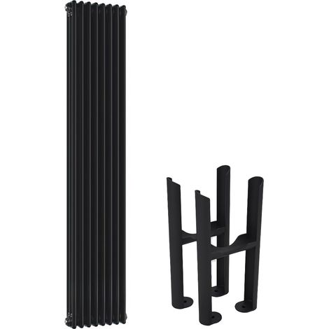 Milano Windsor Black Cast Iron Style Vertical Triple Column Radiator with Feet - 1800mm x 380mm (1/4)