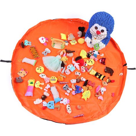 Tapis de jeu pour enfants sac de rangement de jouets pliable tapis pour enfants rangement de jouets pour enfants 60 pouces (150 cm) - orange (1/2)