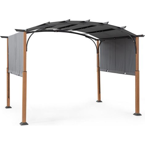 Gazebo "Taormina" color naturale-antracite, struttura in acciaio per esterno da 3,6 x 3 m (1/4)