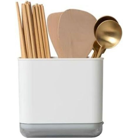 CSPARKV 15x10.2x14cm Blanc Egouttoir à Couverts, Range Éponges, Fourchette Cuillère Organisateur Rack, Rangement Compartimenté, Porte Ustensiles Organiseurs, Pour Ranger les Couteaux, Fourchettes, Cu (1/5)