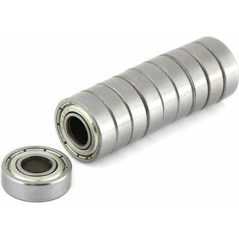 Set di 10 mini cuscinetti a sfera resistenti al calore con flangia, schermati, in acciaio resistente, dimensioni 698ZZ (8 × 19 × 6 mm)