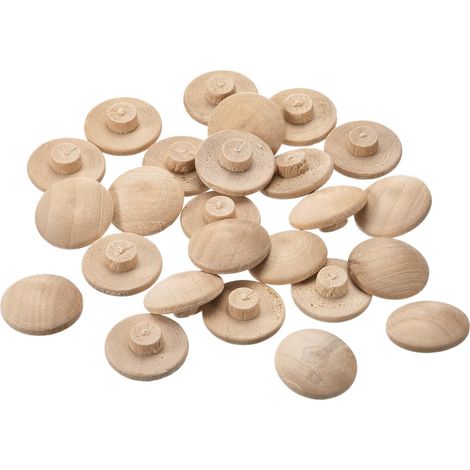 Plaques en Bois, 50 Pcs 20 X 7 mm Plaques en Bois de Hêtre avec Bouton Supérieur, Cache-Trous de Vis, Couverture Décorative pour Chaises Menuiserie (1/5)