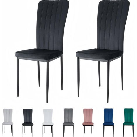 Velvet Padded Seat Dining Chairs with Metal Legs NEW ELLE BLACK 2 (1/5)