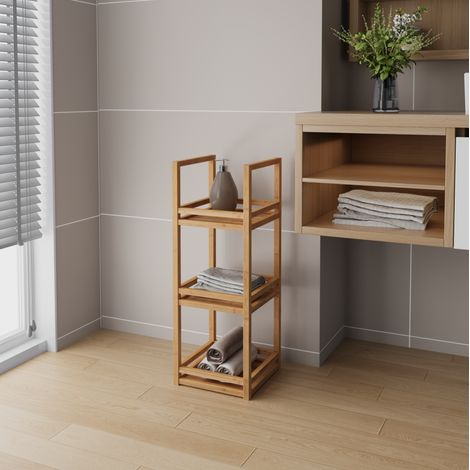 Badregal 3 Ebenen schmal 70x26x26 cm Bambus Natur OKMYHOME (1/5)